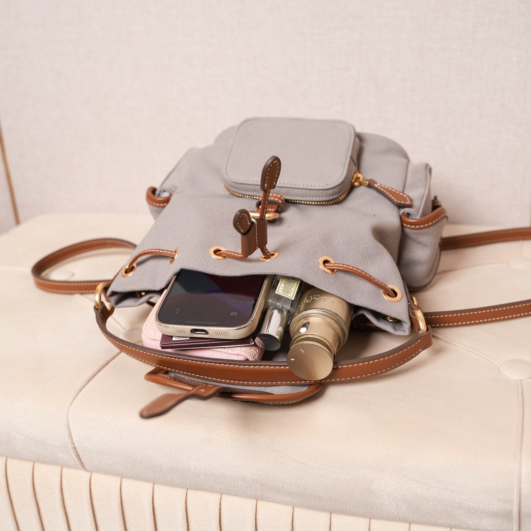 Miu Miu リュックサック | ファブリック ブラウン グレー - 画像 6