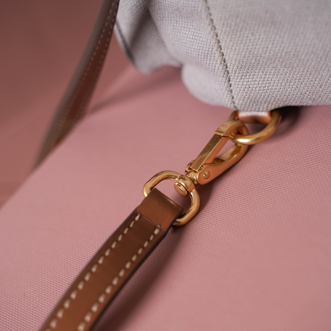 Miu Miu バッグ キャンバス ミニバック レザー 合成皮革 ブラウン ライトグレー - 画像 9