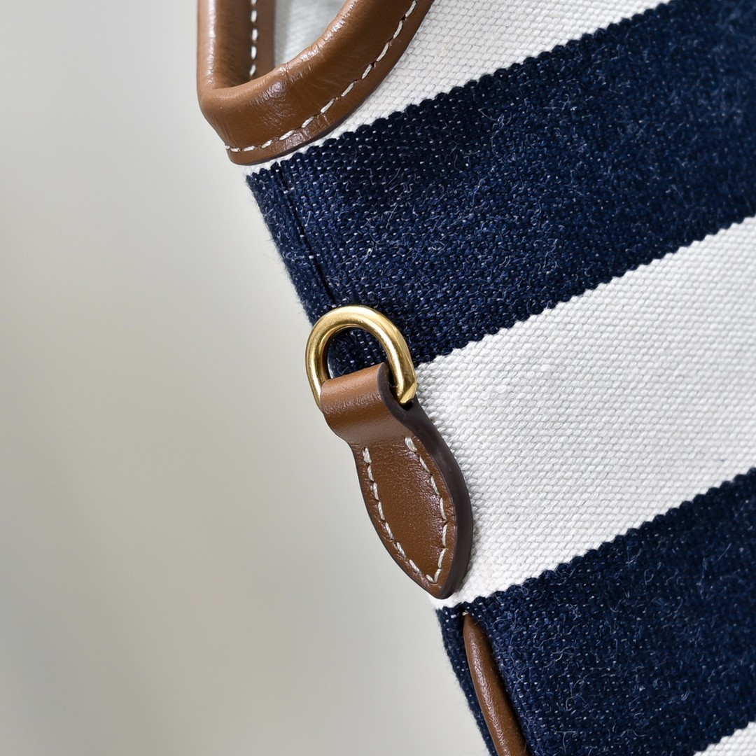 Miu Miu デニムトートバッグ|コンパクト|紺白ストライプ - 画像 6