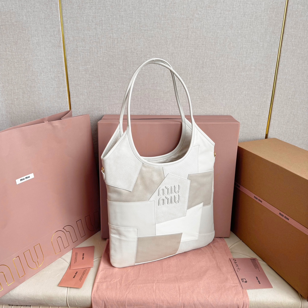 Miu Miu ハンドバッグ パッチワーク 白色|レザー|コンパクト - 画像 2