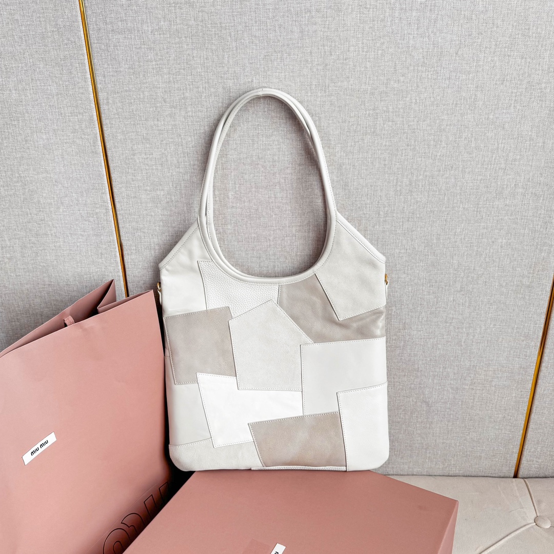 Miu Miu ハンドバッグ パッチワーク 白色|レザー|コンパクト - 画像 3