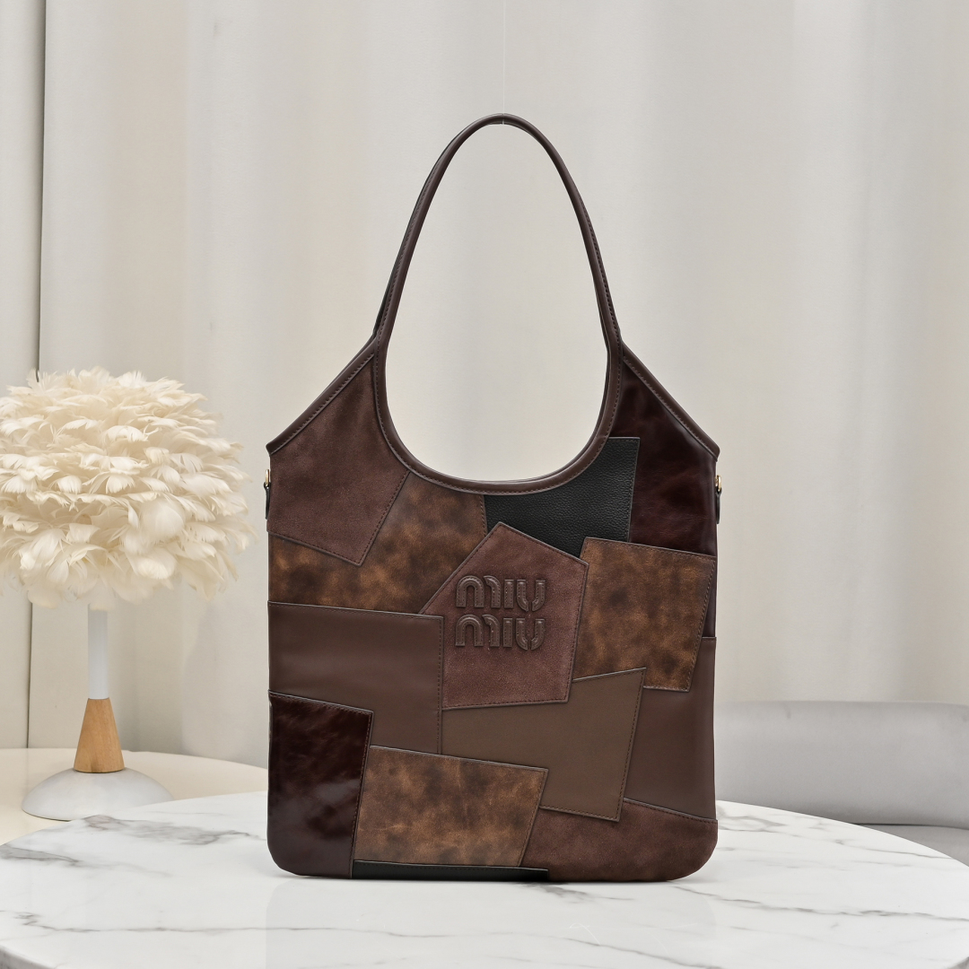 Miu Miu ハンドバッグ パッチワーク ブラウン