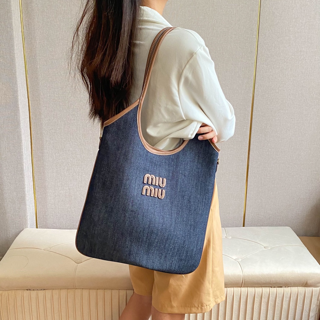 Miu Miu デニムトートバッグ|インサートタイプ|ネイビー - 画像 4