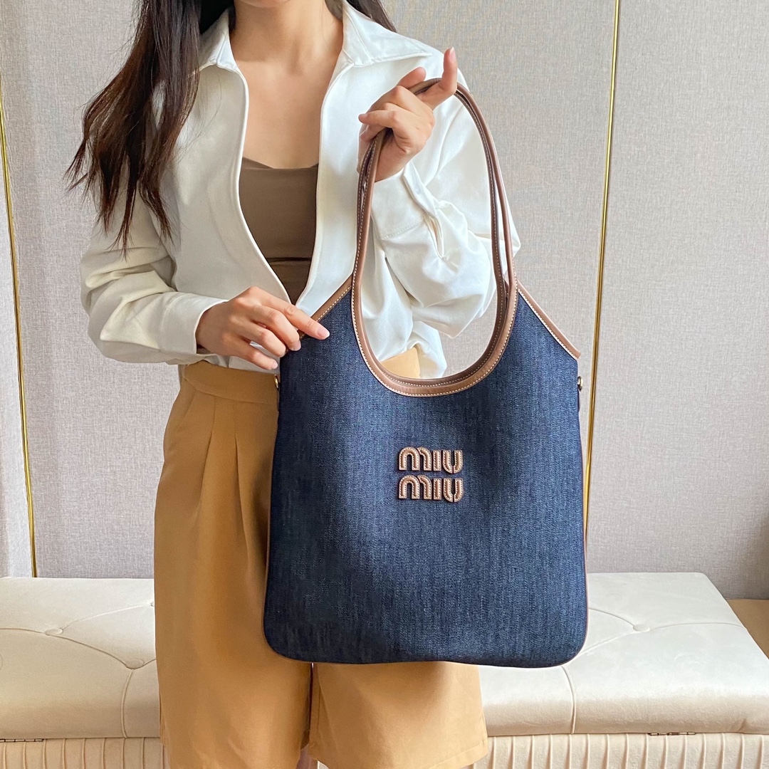 Miu Miu デニムトートバッグ|インサートタイプ|ネイビー - 画像 5
