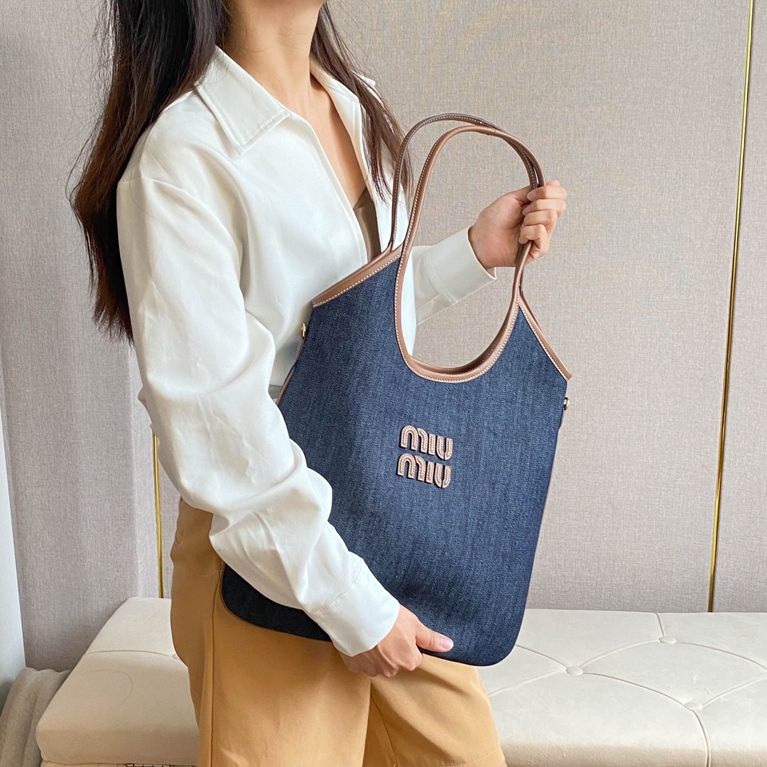 Miu Miu デニムトートバッグ|インサートタイプ|ネイビー - 画像 7