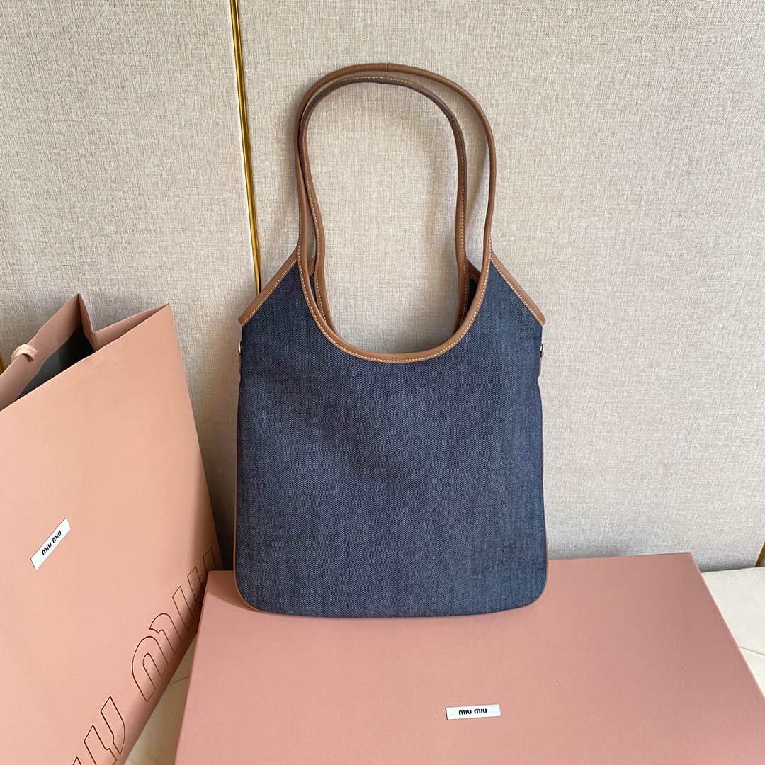 Miu Miu デニムトートバッグ | 軽量|濃い青 - 画像 3