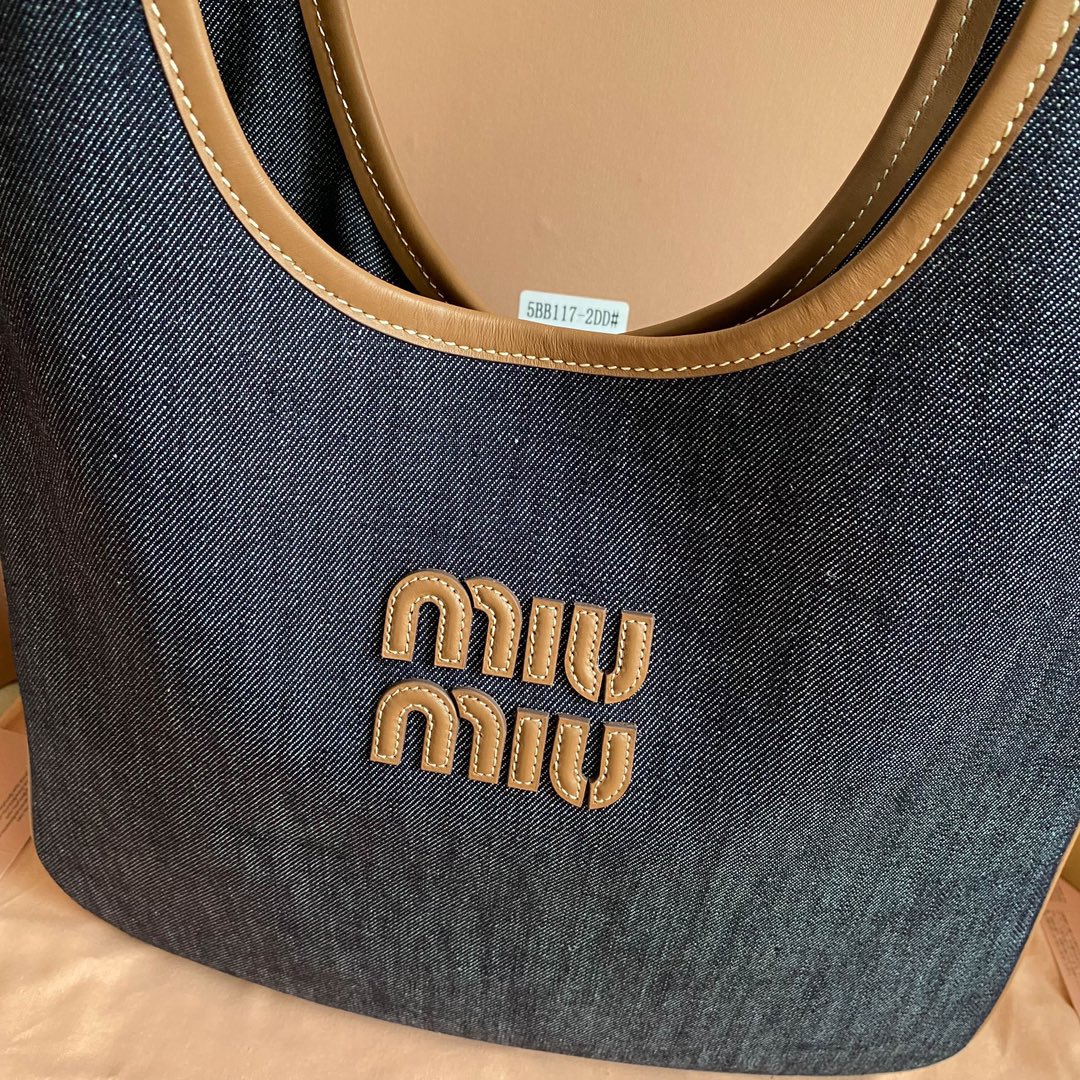 Miu Miu デニムトートバッグ | 軽量|濃い青 - 画像 4