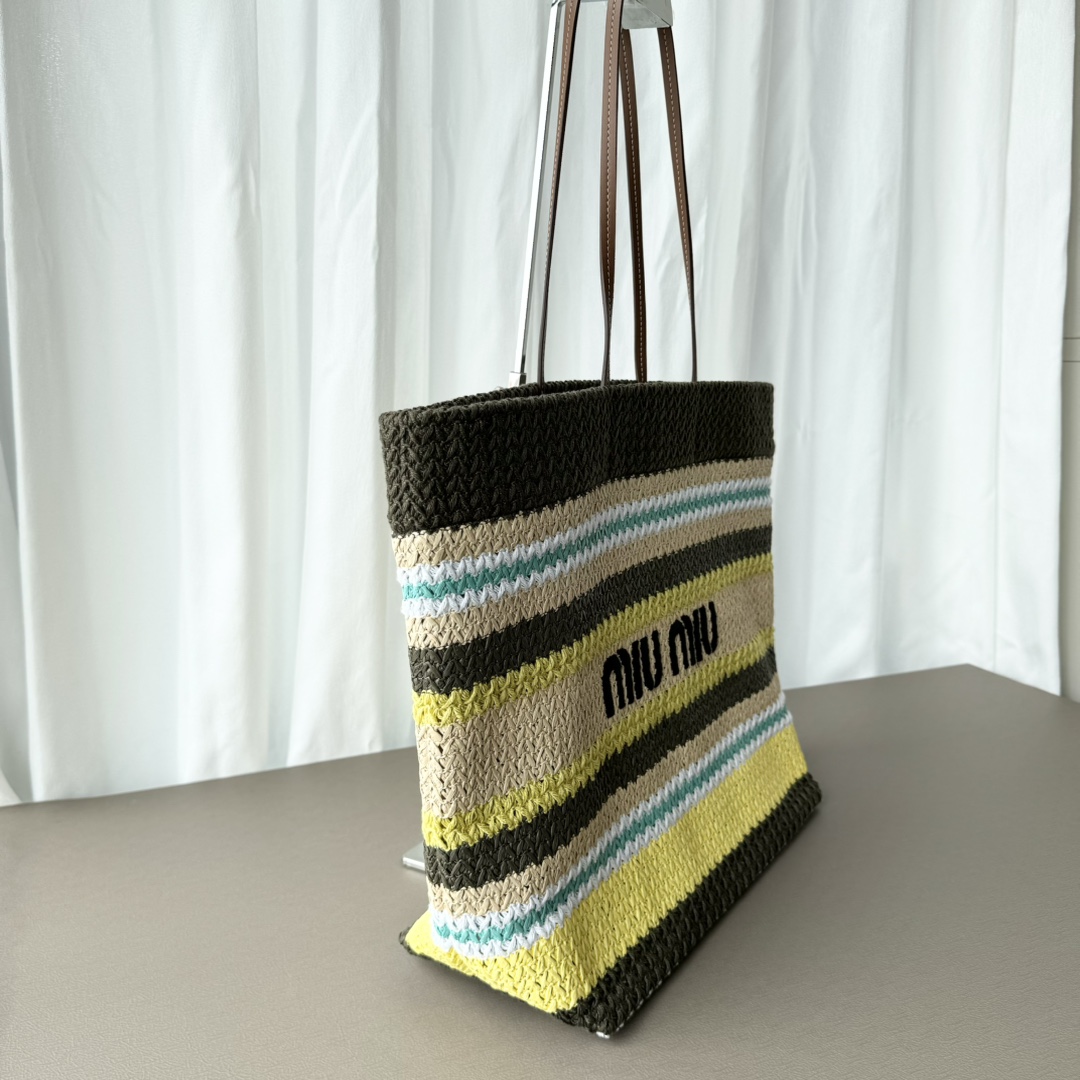 MIU MIU ミュウミュ トートバッグ | ラウンドトート | ハンドル | カラー:ブラック/イエロー/ホワイト/ブルー/グリーン/ブラウン - 画像 3