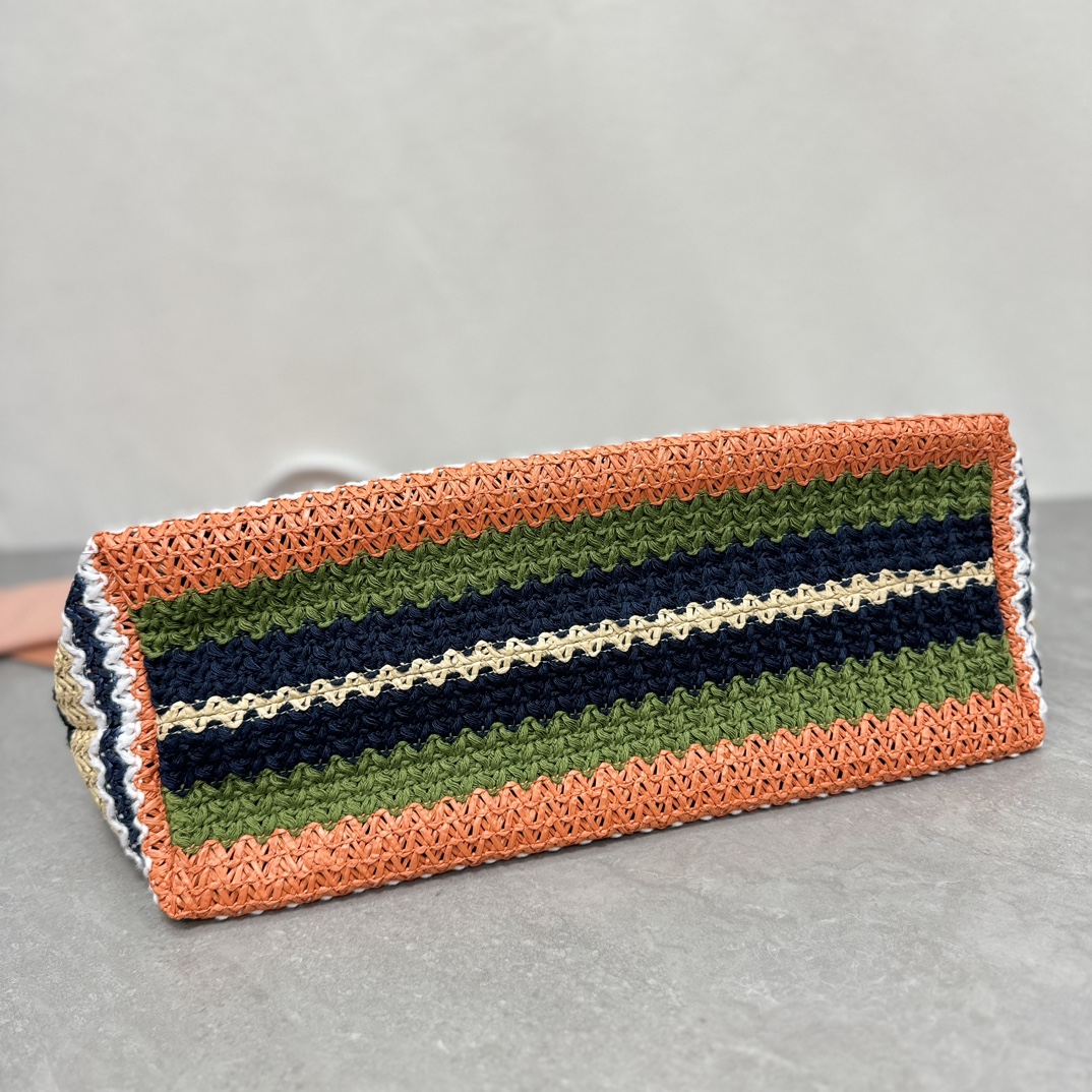 Miu Miu ストライプ ミニトートバッグ | 軽量|オレンジ/ネイビー/オリーブ/ベージュ - 画像 4