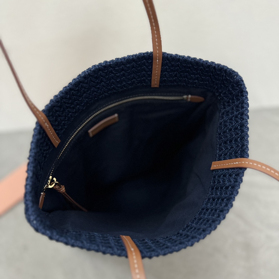 MIU MIU ミュウミュウ ファッショントートバッグ リネン風編み込み ブラック/レッド/ベージュ - 画像 6