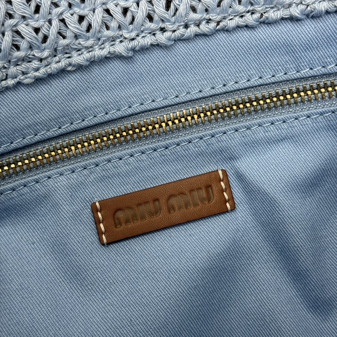 Miu Miu ミュウミュ ミニトートバッグ | バスケット編み | ブルー/オレンジ/ベージュ - 画像 8