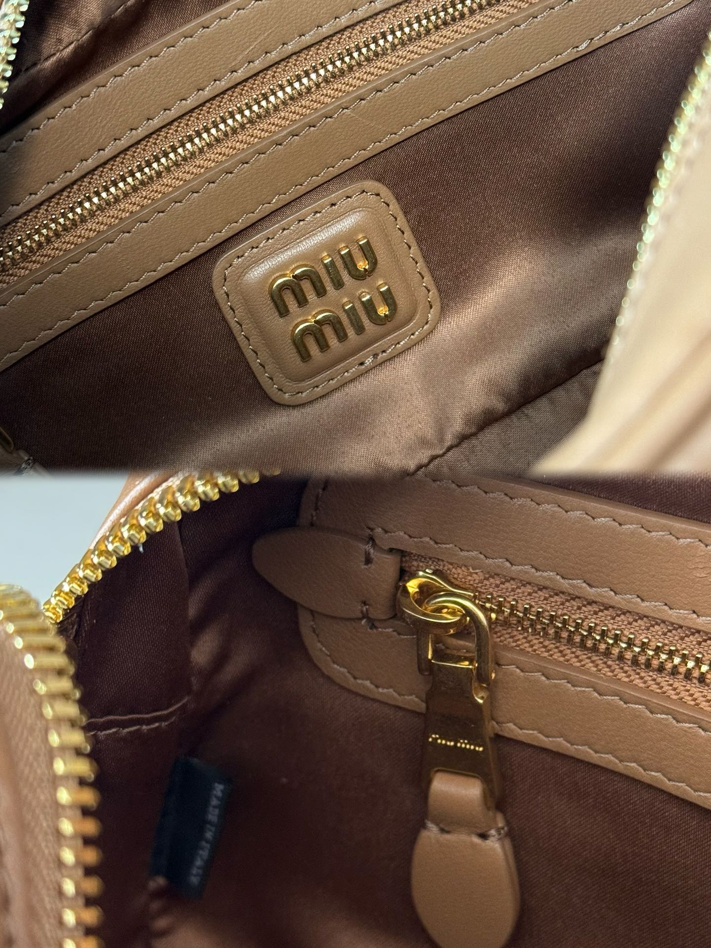 Miu Miu ミュウミュウ ミニボストンバッグ プリーツ加工 ベージュ - 画像 9