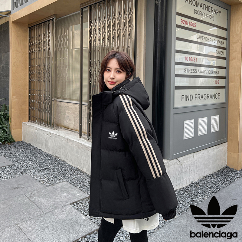 balenciaga ダウンジャケット ロゴ入り 3ストライプ 通勤カジュアル ブラック ネイビー レッド - 画像 3