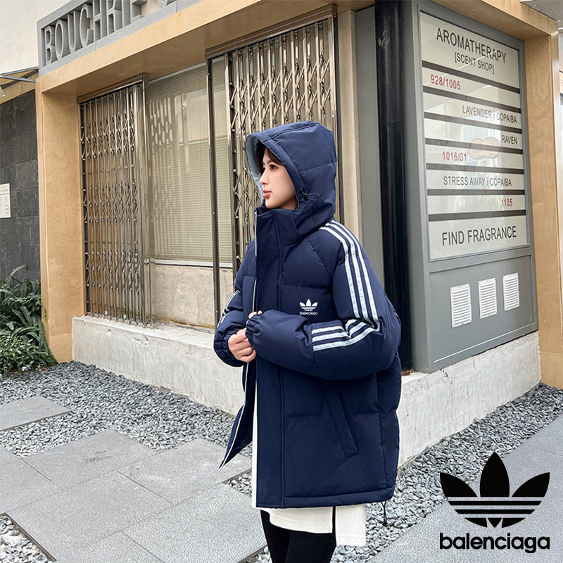 balenciaga ダウンジャケット ロゴ入り 3ストライプ 通勤カジュアル ブラック ネイビー レッド - 画像 4