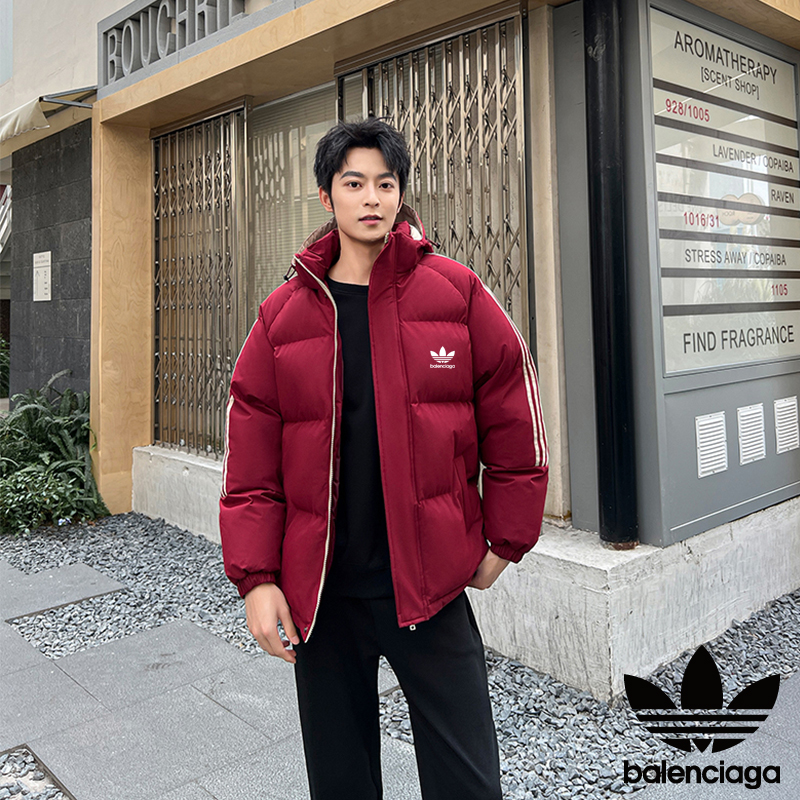 balenciaga ダウンジャケット ロゴ入り 3ストライプ 通勤カジュアル ブラック ネイビー レッド - 画像 7