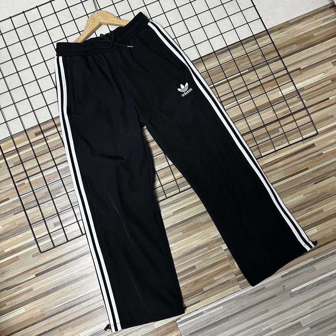 adidas トレーナーパンツ ウエストドローコード ワイドシルエット ブラック|ブラック ファブリック - 画像 7