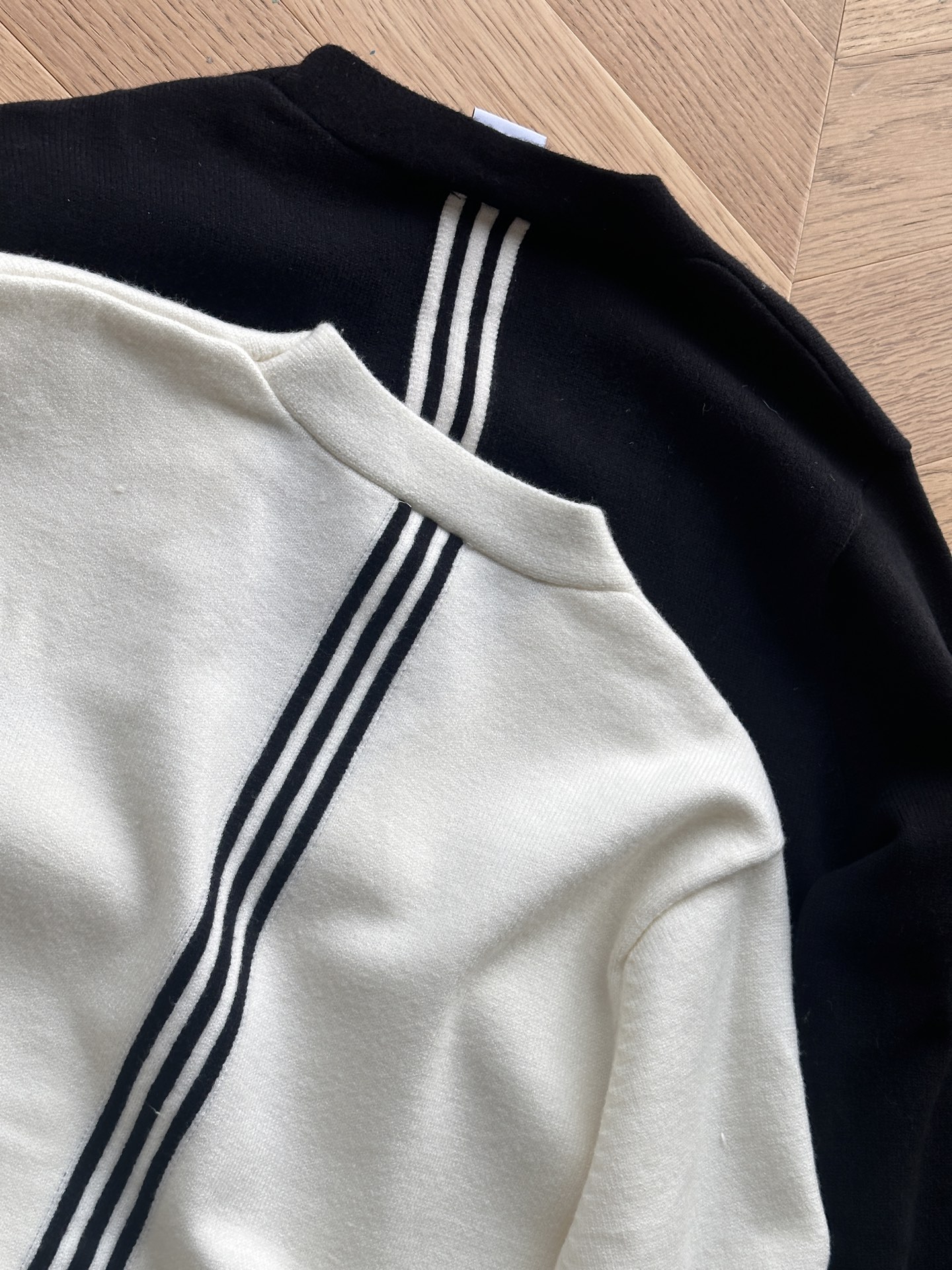 adidas カーディガン レディース 3ストライプス ロゴ刺繍 ミニサイズ ブラック ホワイト キャンバス - 画像 7