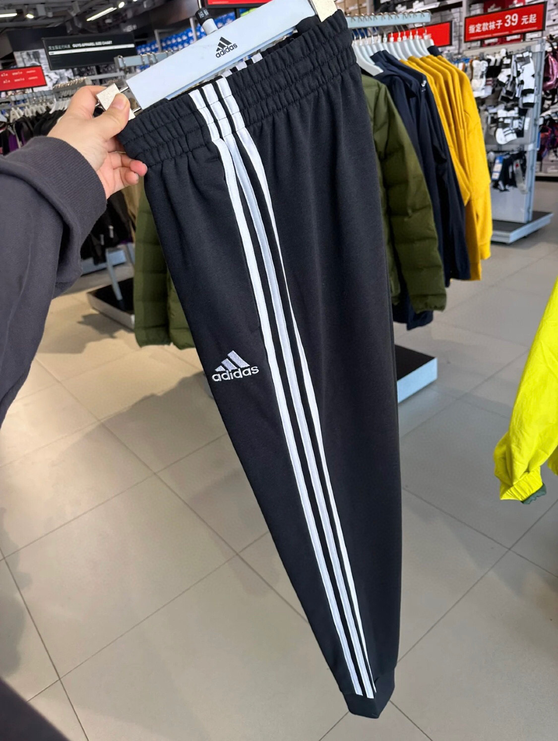 adidas スウェットパンツ 3本線 ロゴ入り カジュアル 通勤 トレーニング ブラック フリーサイズ