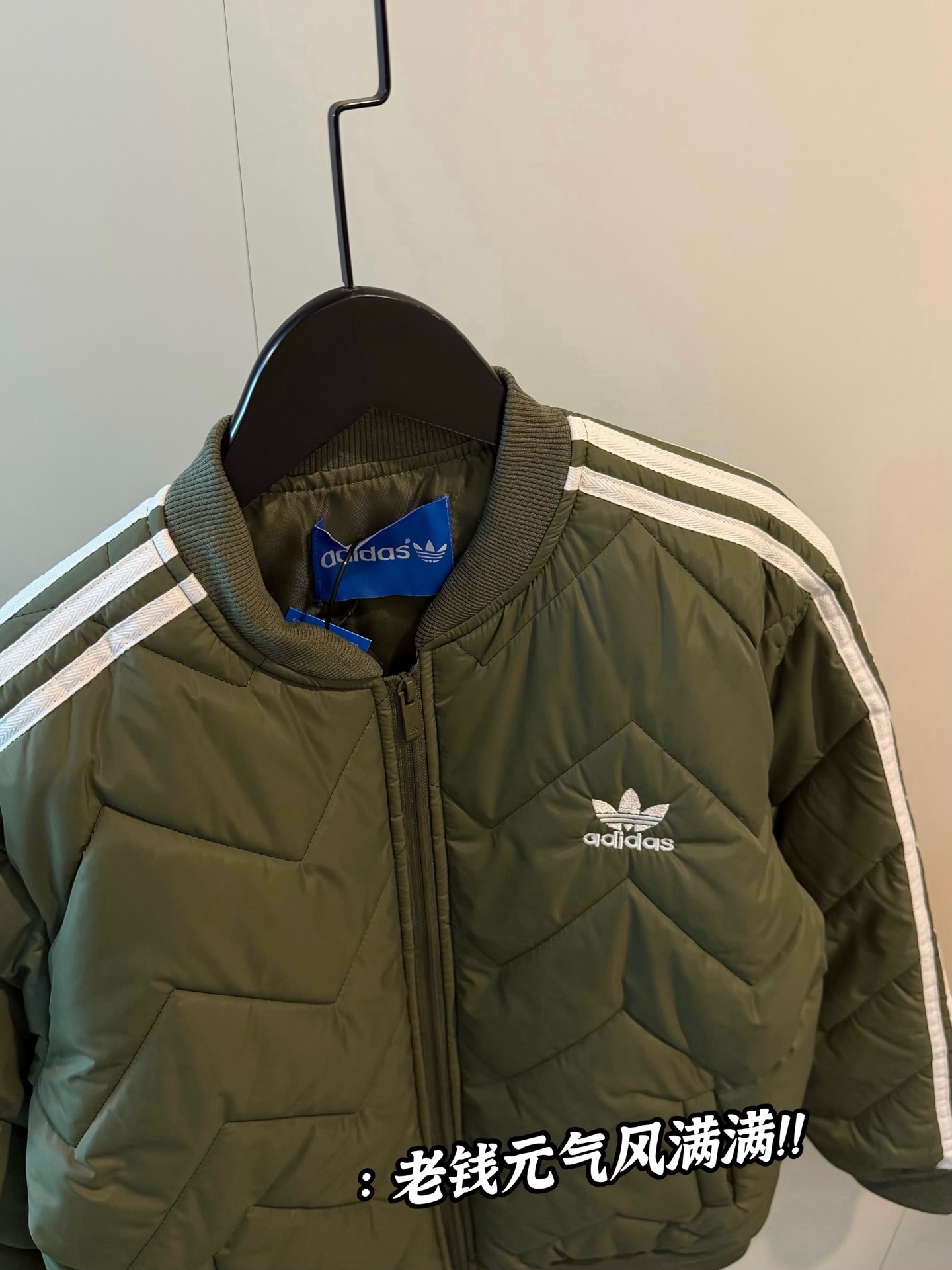 ADIDAS ブランケットジャケット ブラックライン ボンバージャケット アウター オリーブグリーン ナイロン - 画像 4