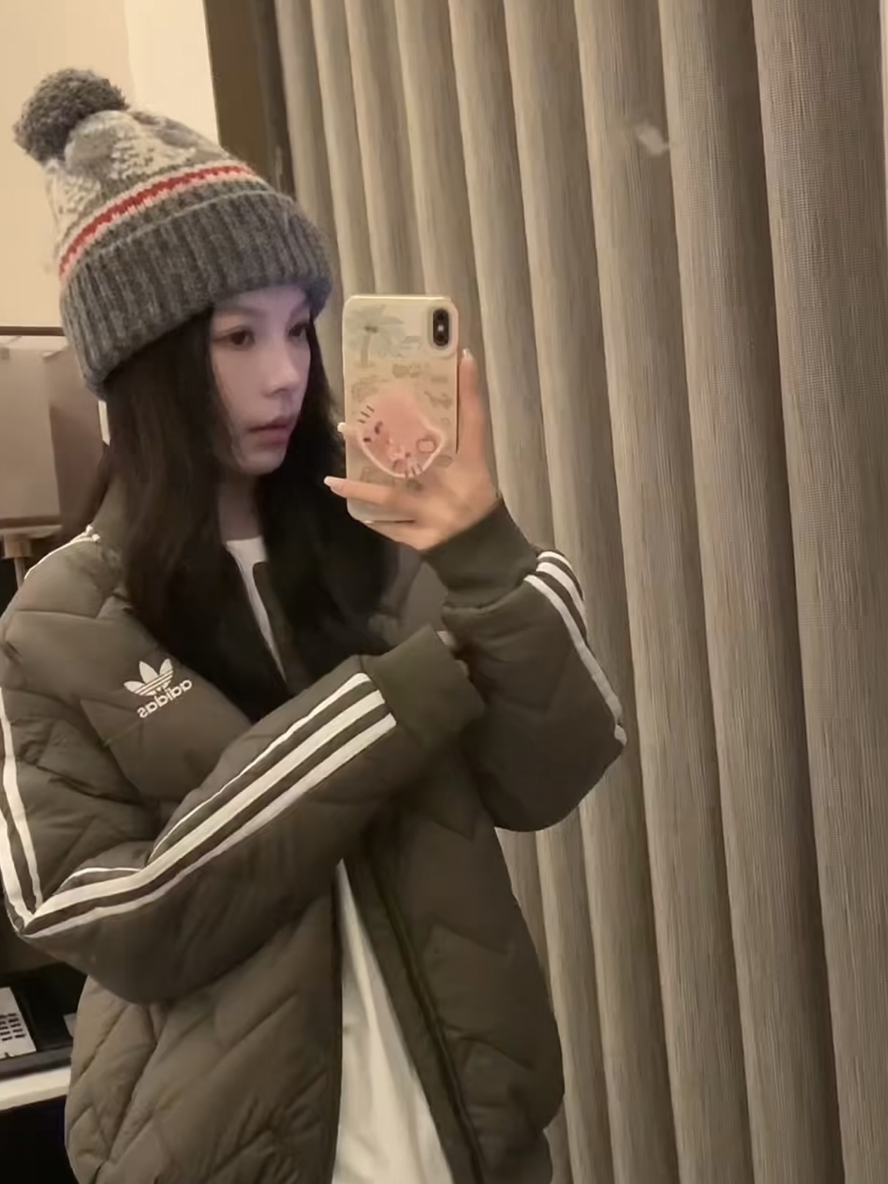 ADIDAS ブランケットジャケット ブラックライン ボンバージャケット アウター オリーブグリーン ナイロン - 画像 9