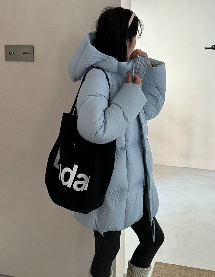 adidas ダウンジャケット ロングタイプ 保温性抜群 通勤カジュアル パステルブルー - 画像 4