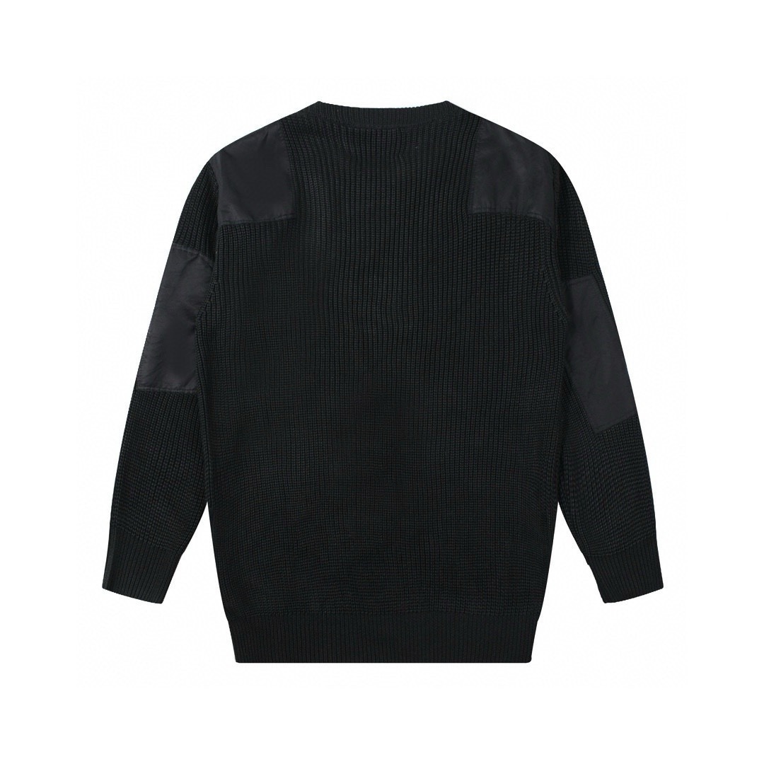 PRADA セーター ブランドロゴパッチ付き フレア袖 ミニポケット付き ブラック レザー調素材混 - 画像 2