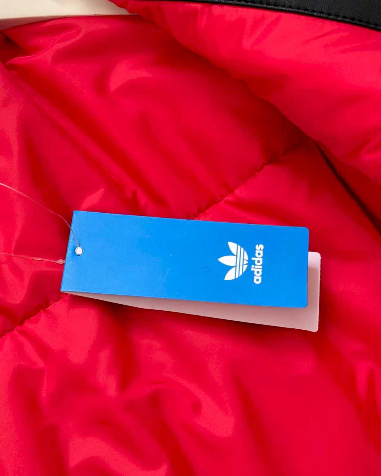 Adidas ブомバー ジャケット 3ストライプス ベルベット襟 背中エンボスロゴ 黒 レザー - 画像 4