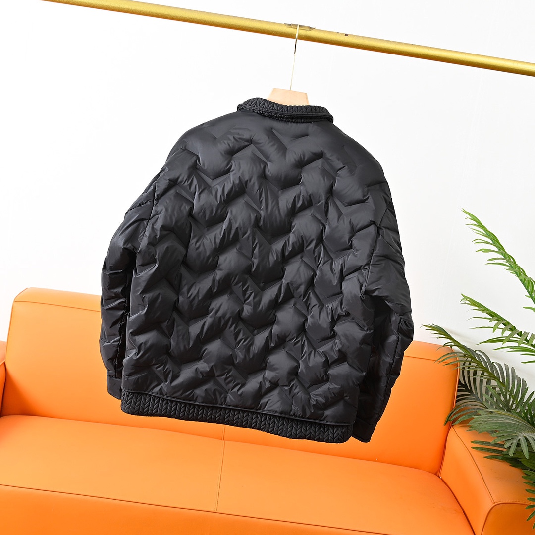 PRADA ダウンジャケット ファッション ブラック ネイビー シャツジャケット ダブルブレスト 2WAY ファッション ブラック ネイビー ナイロン - 画像 4