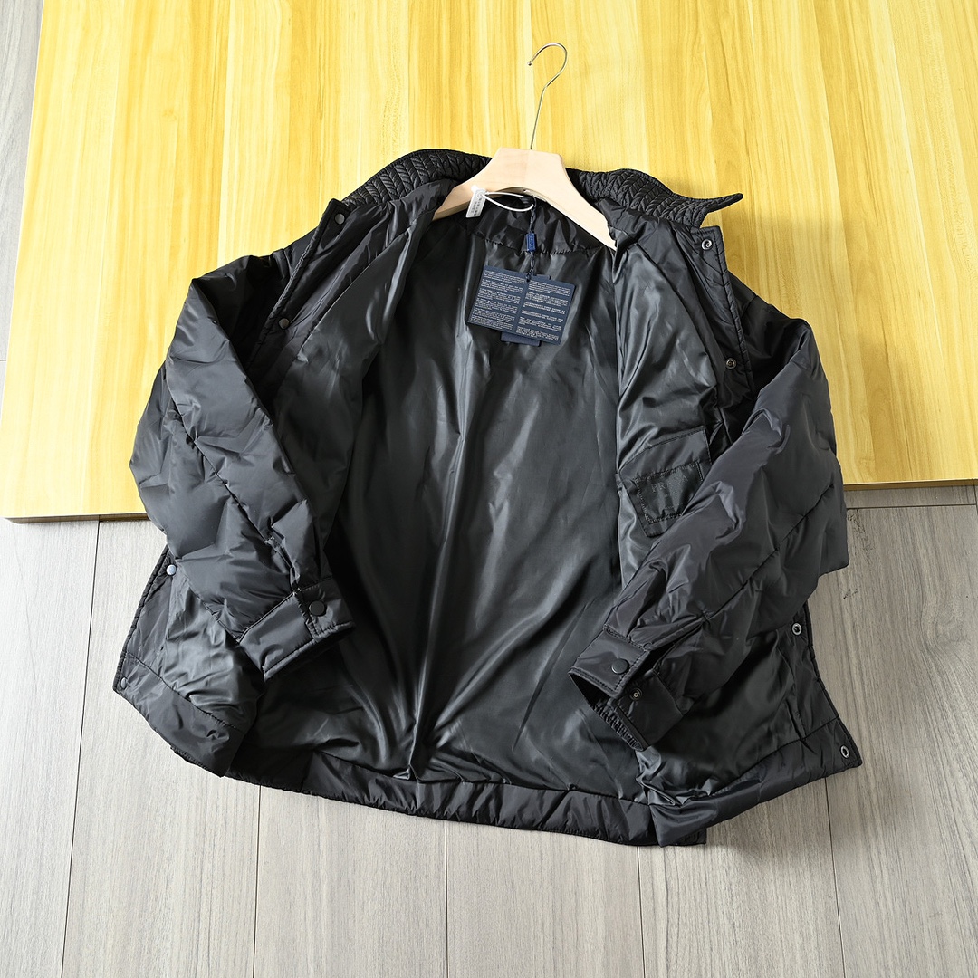 PRADA ダウンジャケット ファッション ブラック ネイビー シャツジャケット ダブルブレスト 2WAY ファッション ブラック ネイビー ナイロン - 画像 7