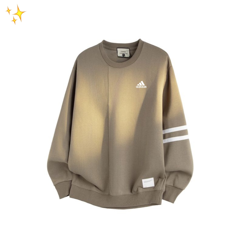 adidas スウェットシャツ ブロックデザイン 3ストライプス 通勤カジュアル 全4色展開 コットン混 - 画像 5