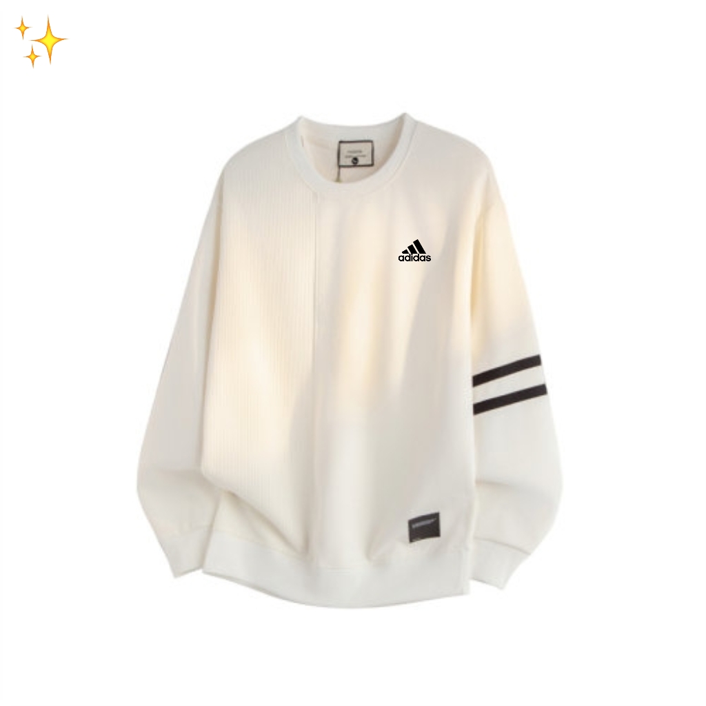 adidas スウェットシャツ ブロックデザイン 3ストライプス 通勤カジュアル 全4色展開 コットン混 - 画像 8