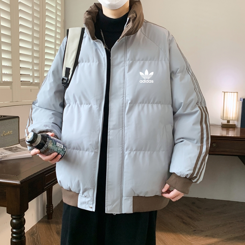 adidas ダウンジャケット ブルゾン 3ストライプス ミニサイズ 通勤カジュアル 全4色展開 レザー風素材 - 画像 3