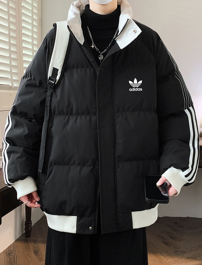 adidas ダウンジャケット ブルゾン 3ストライプス ミニサイズ 通勤カジュアル 全4色展開 レザー風素材 - 画像 5