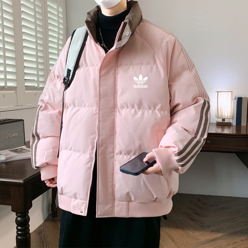 adidas ダウンジャケット ブルゾン 3ストライプス ミニサイズ 通勤カジュアル 全4色展開 レザー風素材 - 画像 8