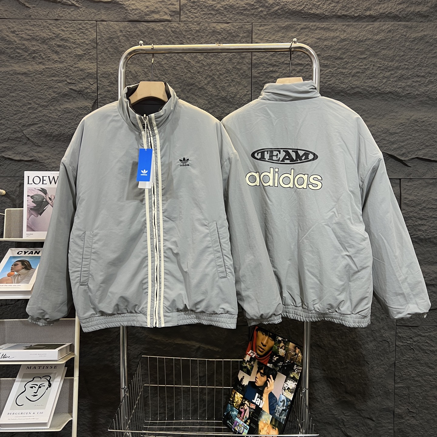 adidas ジャケット スポーツライン ロゴデザイン カジュアル ブラック ホワイト レザー調 - 画像 6