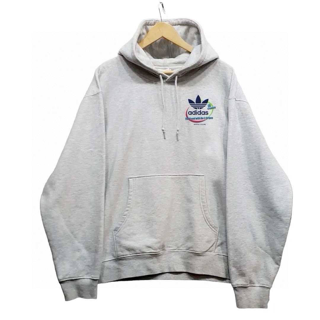 adidas パーカー パーカー オーバーサイズ ロゴプリント カジュアル 通勤 ブラック ホワイト グレー マルチカラー フリーサイズ - 画像 8