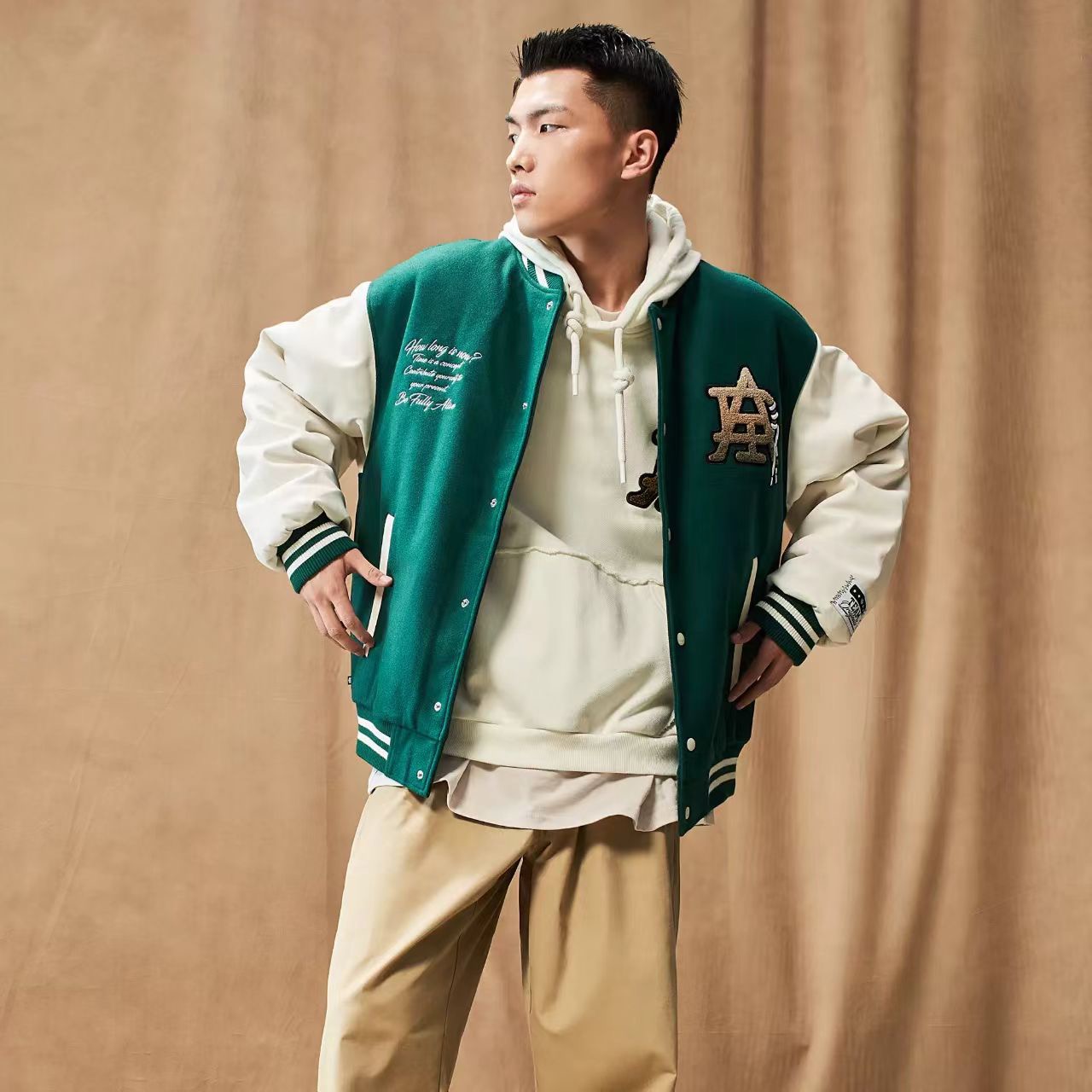 ADIDAS ブルゾン レディース メンズ 2WAY 2025新作 チェーン付き ネイビー/ブラック/グリーン/ホワイト レザー×キャンバス - 画像 5