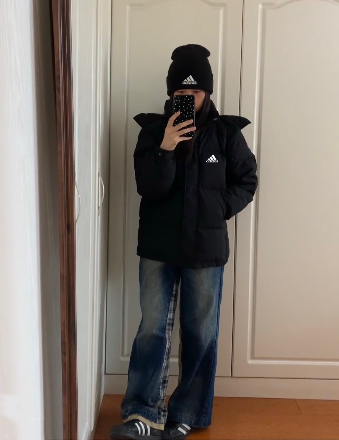 adidas ダウンジャケット ミニ丈 カジュアル 90白鴨絨 内裏銀色蓄熱網 ブラック - 画像 8