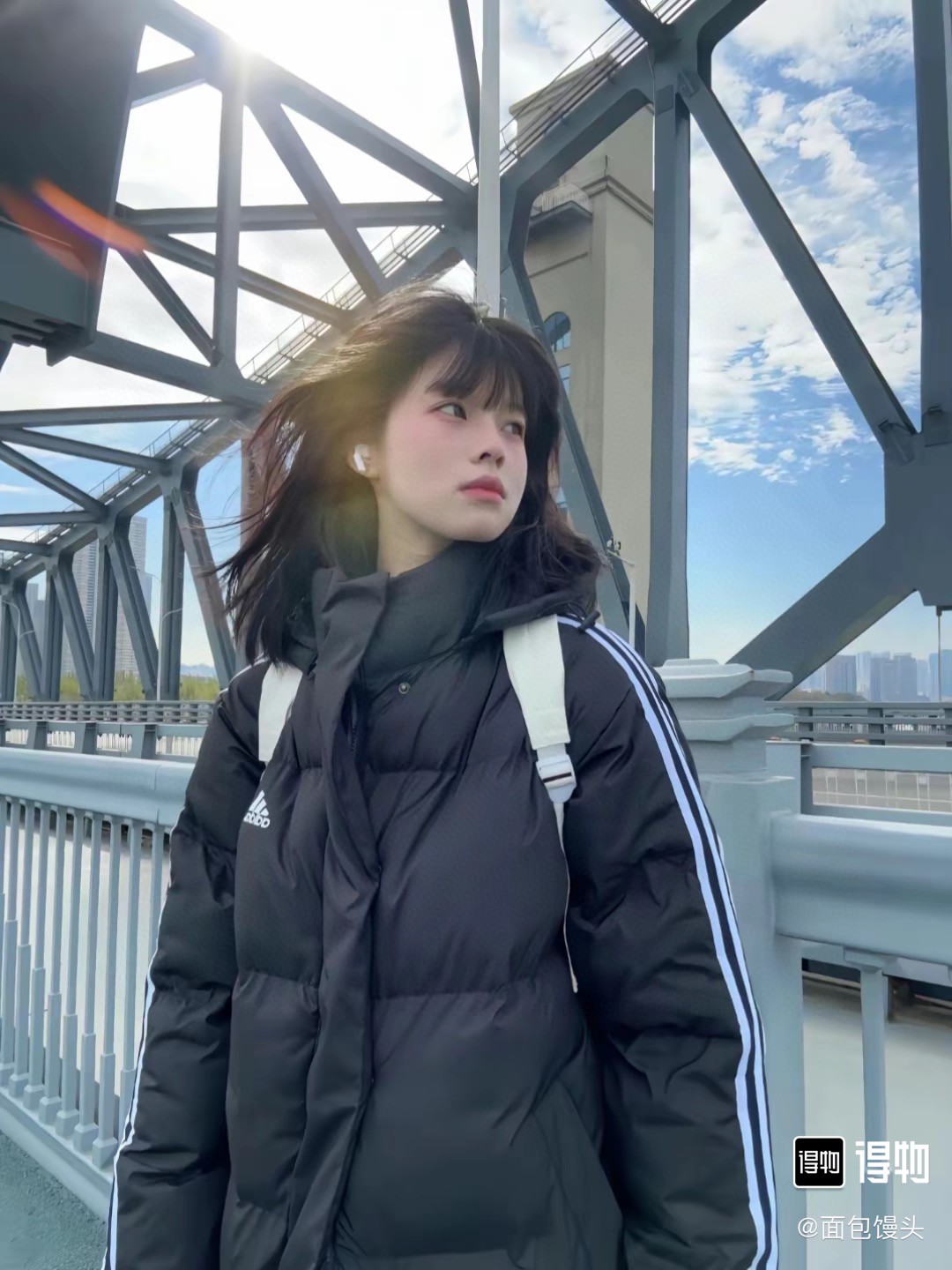 adidas ダウンジャケット 3ストライプス パフアウター 通勤カジュアル ブラック グレー マルチカラー - 画像 5