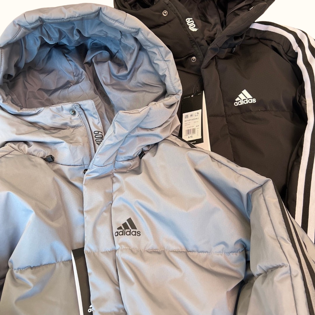 adidas ダウンジャケット 3ストライプス パフアウター 通勤カジュアル ブラック グレー マルチカラー - 画像 8