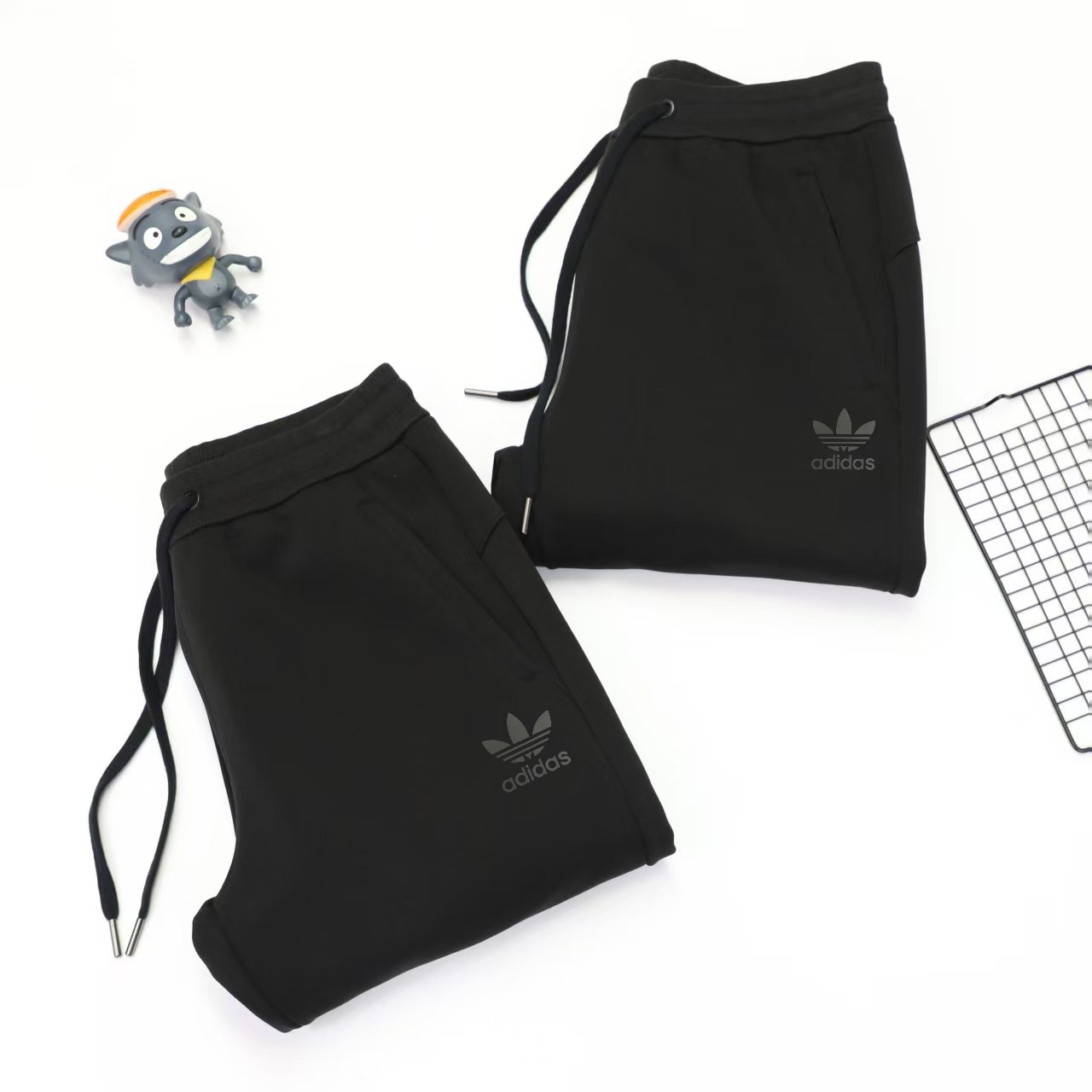 adidas スウェットパンツ クラシックライン フロントジップポケット 通勤カジュアル ブラック フリーサイズ - 画像 5