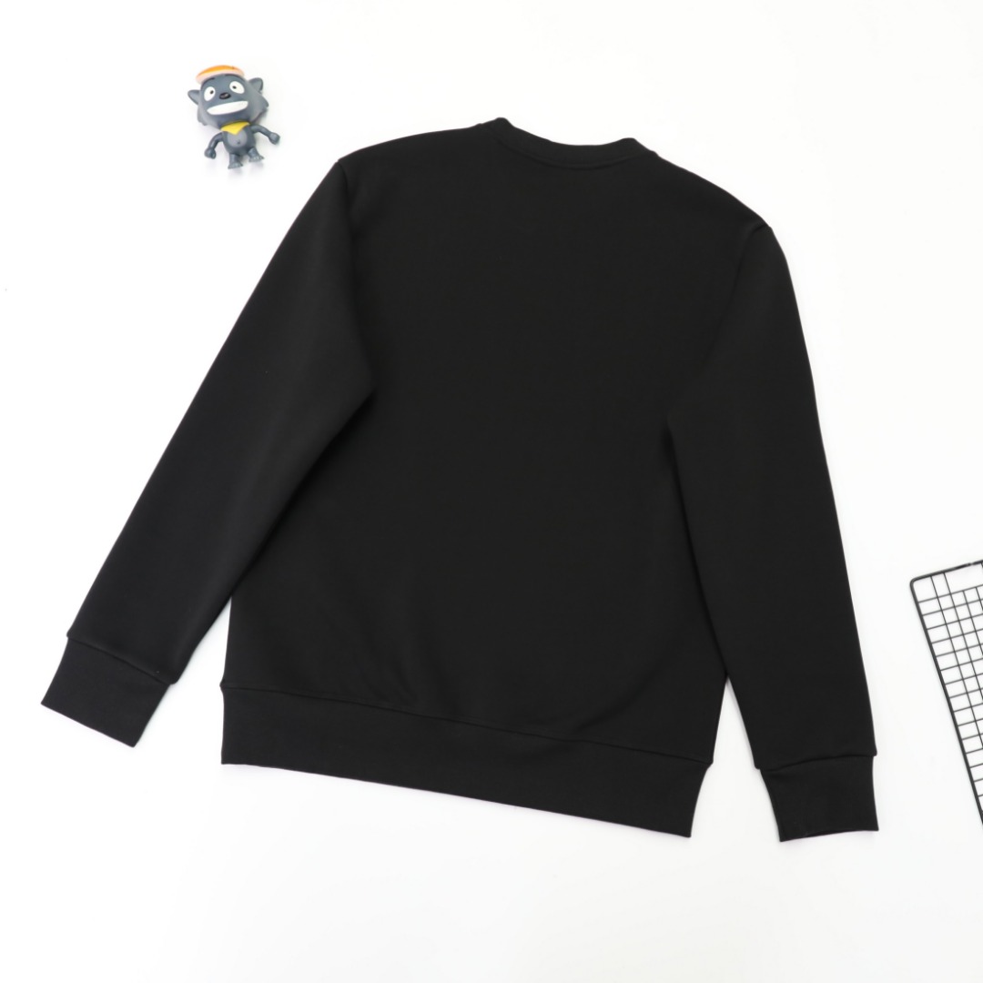 adidas スウェットシャツ クルーネック ブラック レギュラーフィット 伸縮性素材 高級ライン ブラック - 画像 3