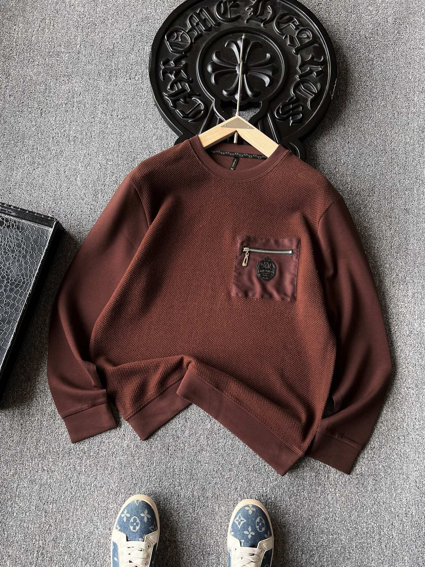 00218 スウェットシャツ メンズ ブランド風 ファッション 2色展開 ホワイト ブラウン メッシュ素材 - 画像 2