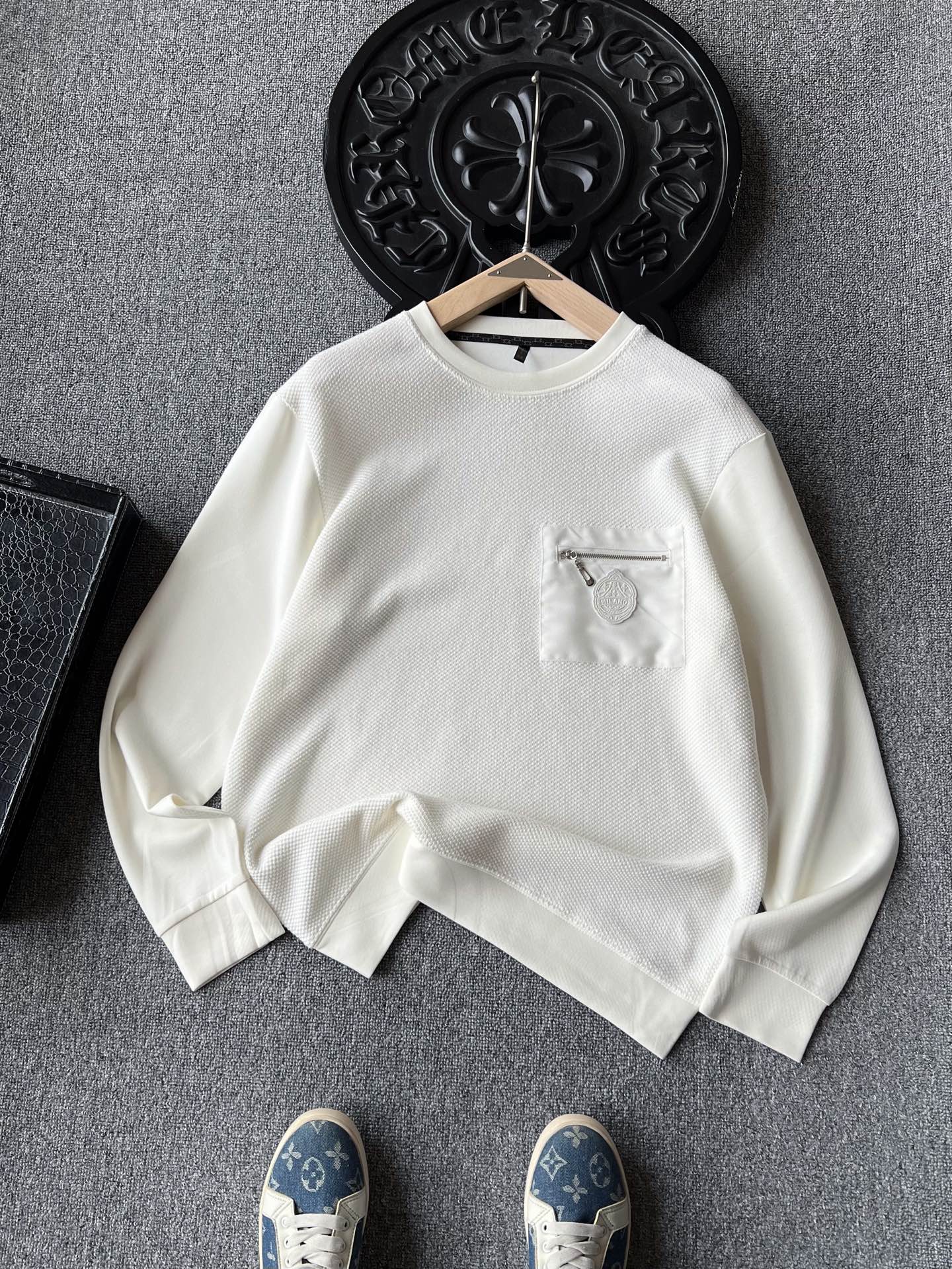 00218 スウェットシャツ メンズ ブランド風 ファッション 2色展開 ホワイト ブラウン メッシュ素材 - 画像 3