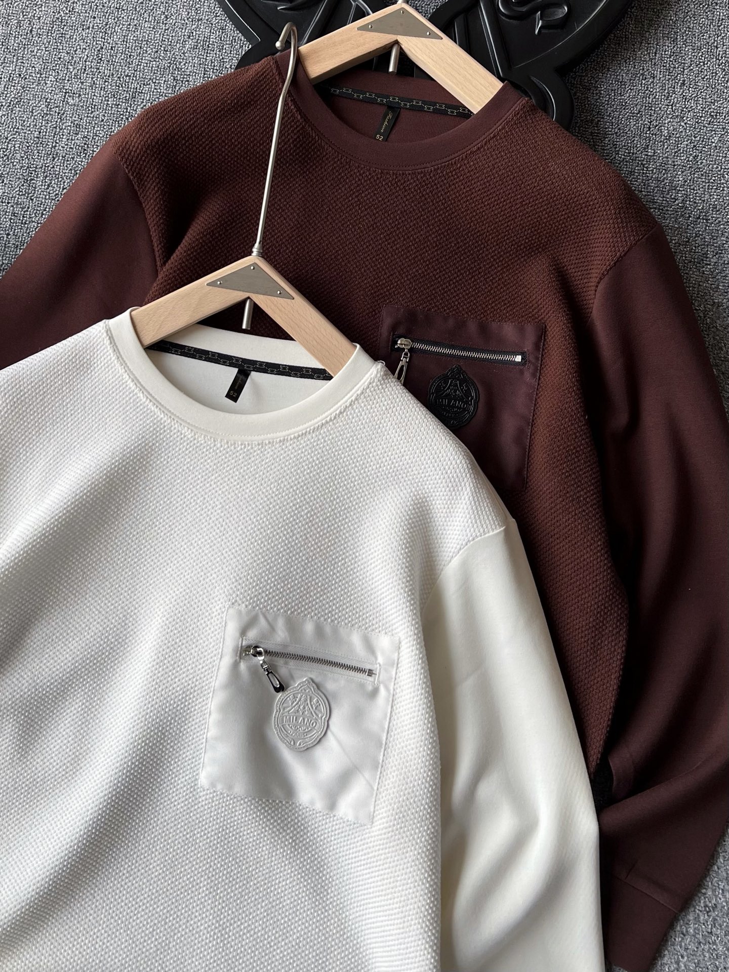 00218 スウェットシャツ メンズ ブランド風 ファッション 2色展開 ホワイト ブラウン メッシュ素材 - 画像 5