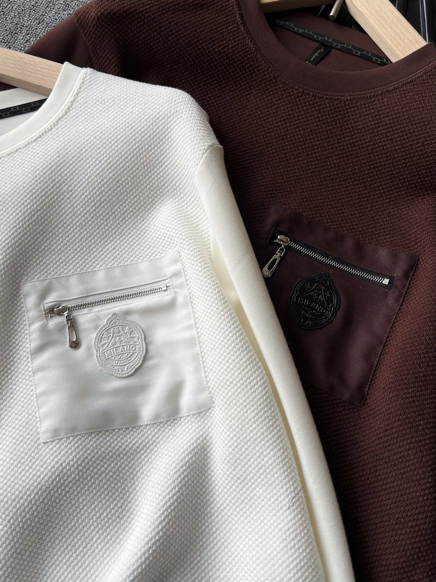 00218 スウェットシャツ メンズ ブランド風 ファッション 2色展開 ホワイト ブラウン メッシュ素材 - 画像 6