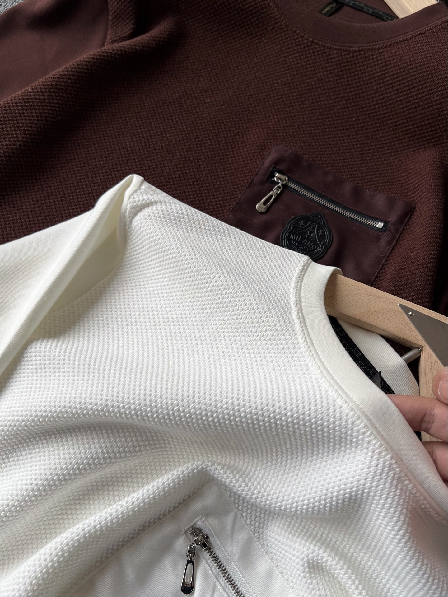 00218 スウェットシャツ メンズ ブランド風 ファッション 2色展開 ホワイト ブラウン メッシュ素材 - 画像 7