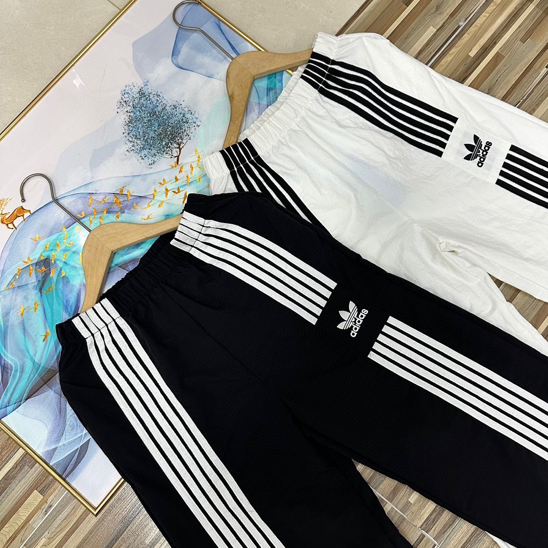 adidas パンツ ファッション スポーツウェア 3本線デザイン 伸縮性 ブラック ホワイト - 画像 3