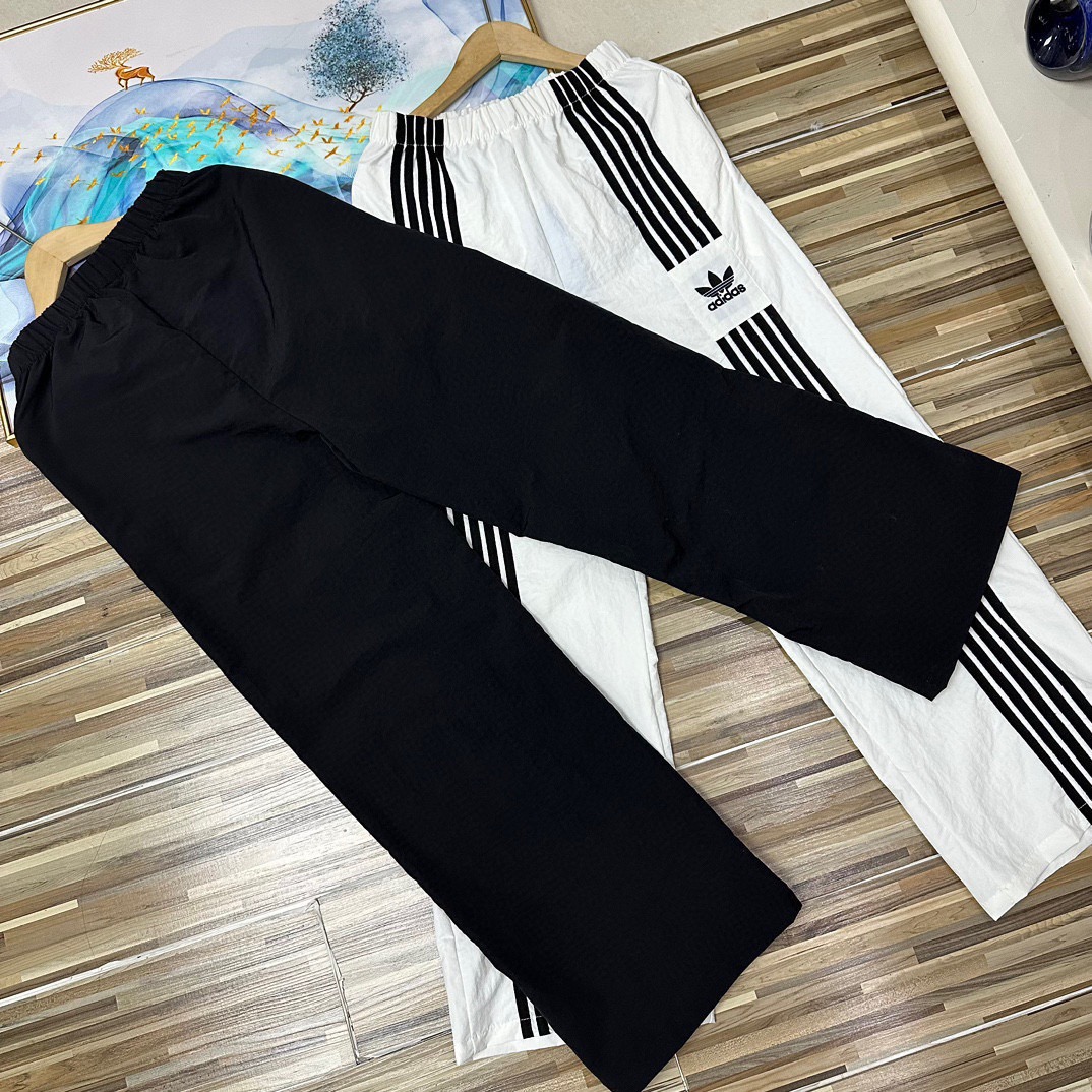 adidas パンツ ファッション スポーツウェア 3本線デザイン 伸縮性 ブラック ホワイト - 画像 5