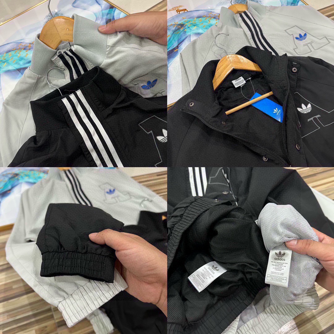 ADIDAS トレーナージャケット AACロゴ 3本線 レトロスタイル ブラック ホワイト レザー調 - 画像 8